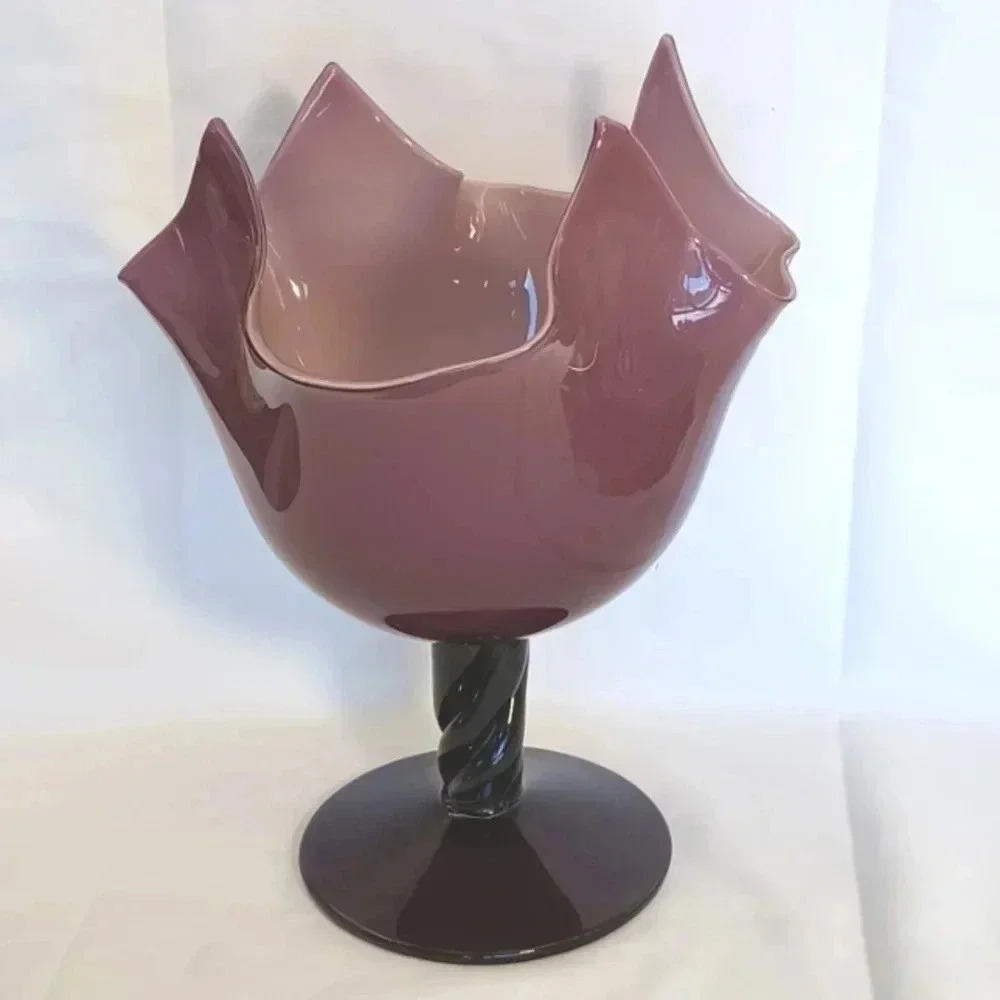 Vintage and Empoli Italian glass purple amethyst vase